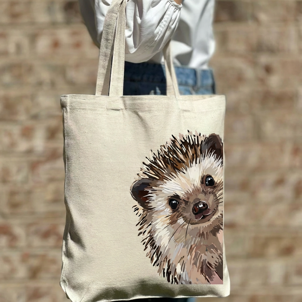 Peek a Boo Hedgehog Charming Bag Canvas Tote Bag