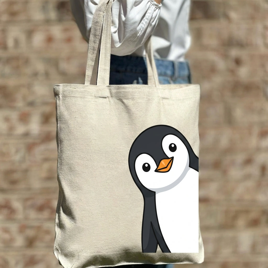 Peek a Penguin for Quirky Charm Canvas Tote Bag
