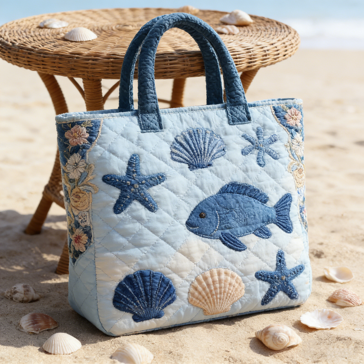 Sea Life Quilted Tote Bag