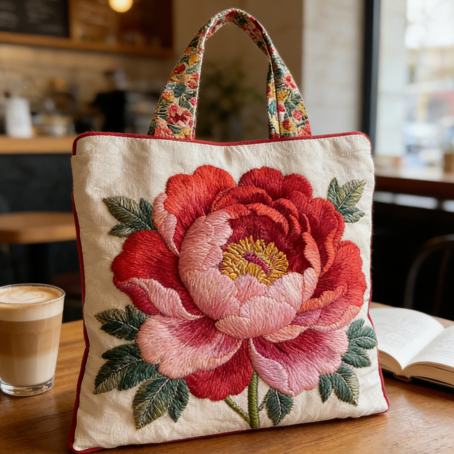Peony Quilted Tote Bag WIUO0958