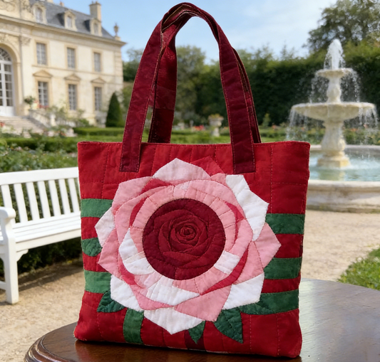 French Rose Quilted Tote Bag