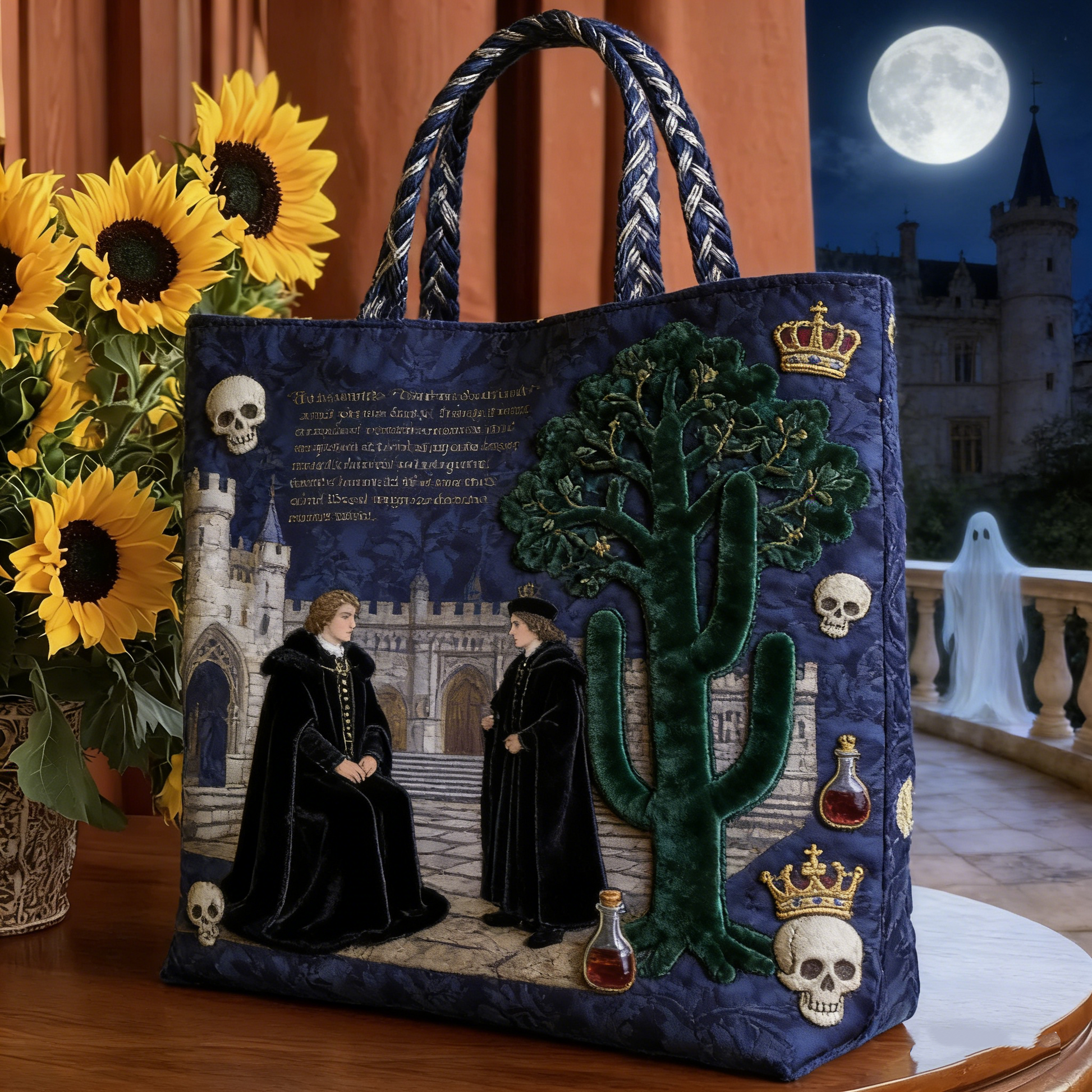 Gothic Castle & Cactus Tote Bag