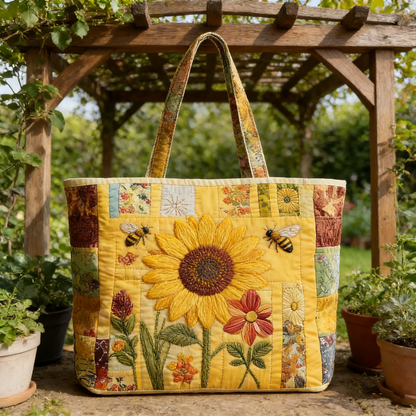 Sunflower & Bee Canvas Tote Bag
