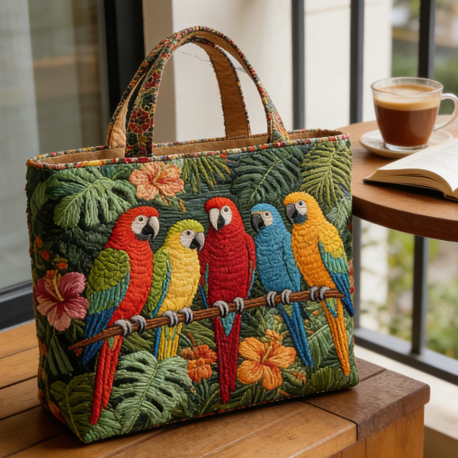 Tropical Parrot Quilted Tote Bag