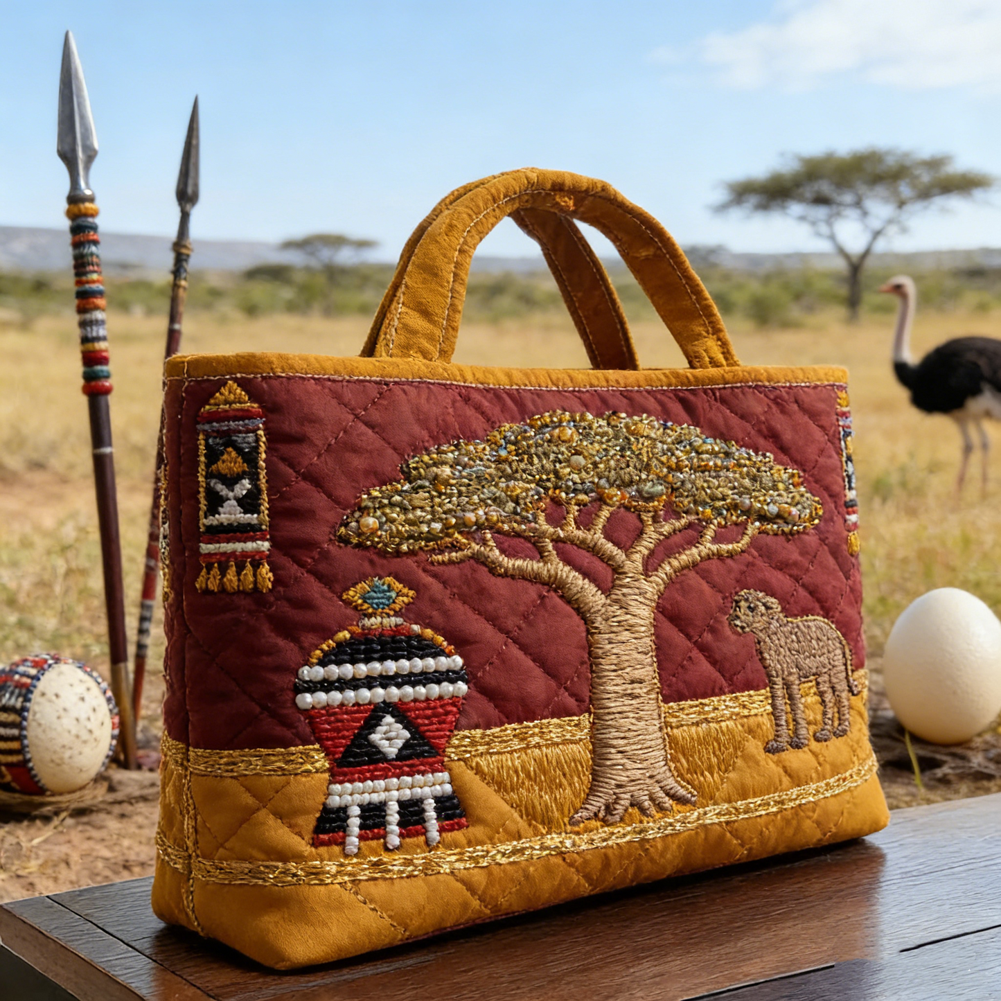 Savannah Tribal Quilted Tote Bag