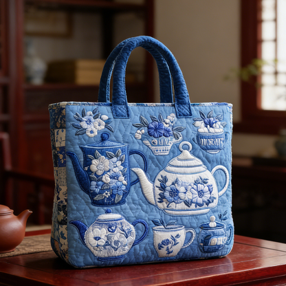 Blue & White Porcelain Quilted Tote Bag