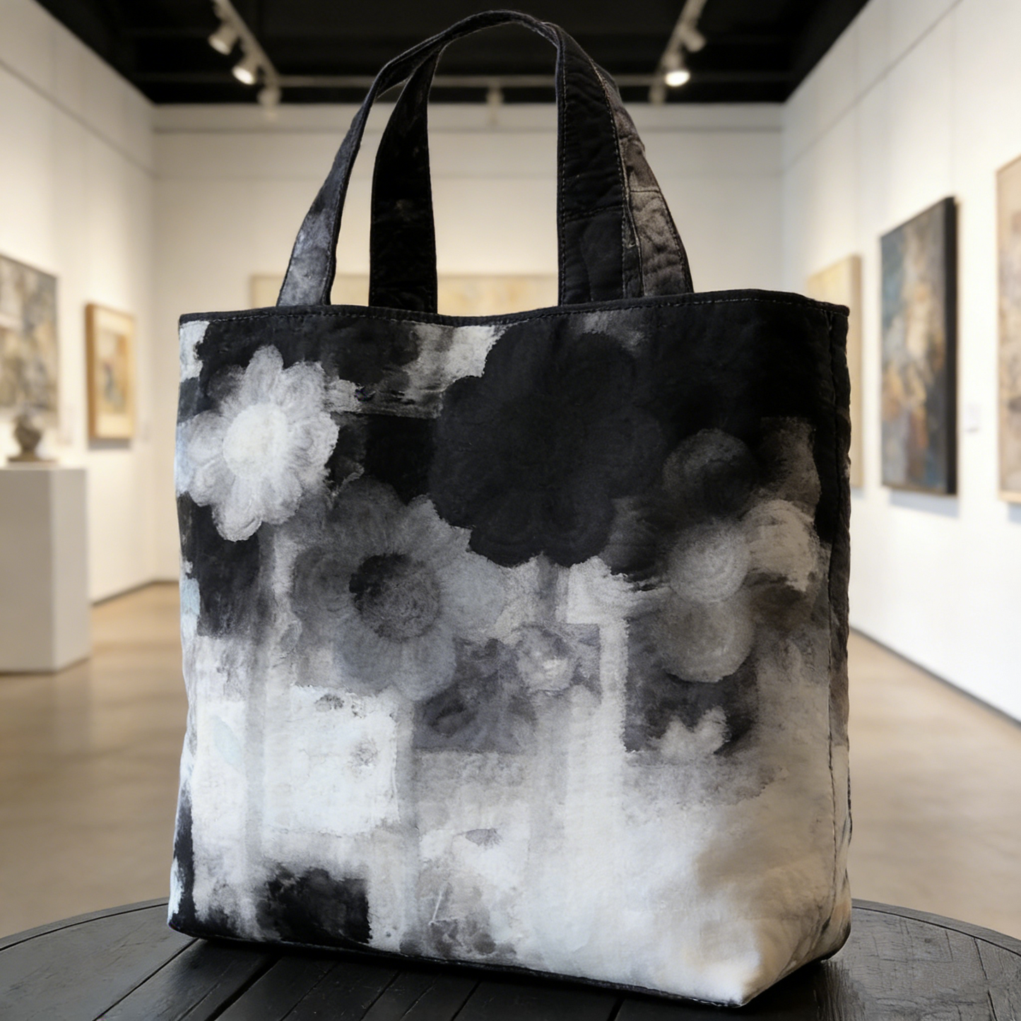 Ink Wash Floral Quilted Tote Bag