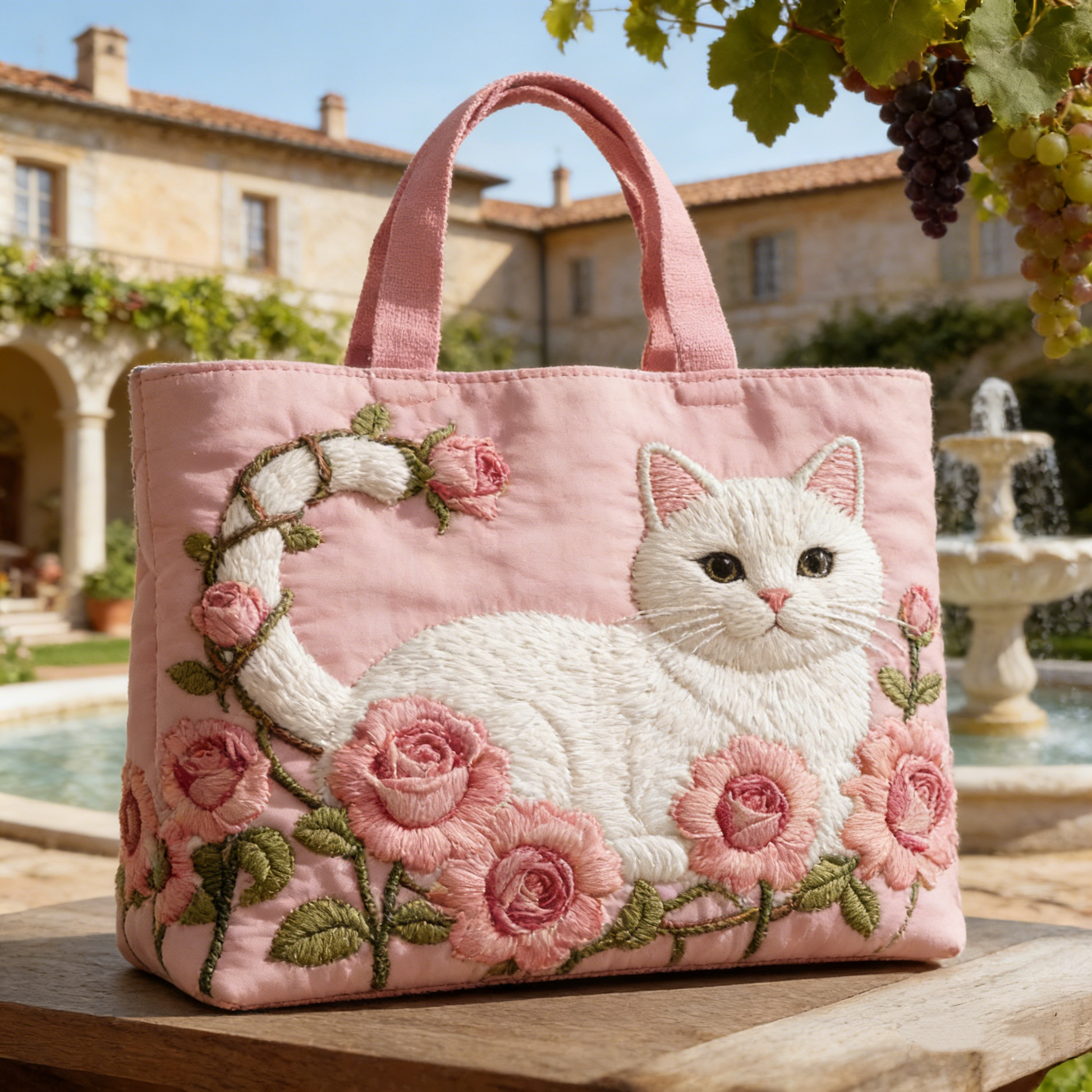 Villa Rose Cat Quilted Tote Bag