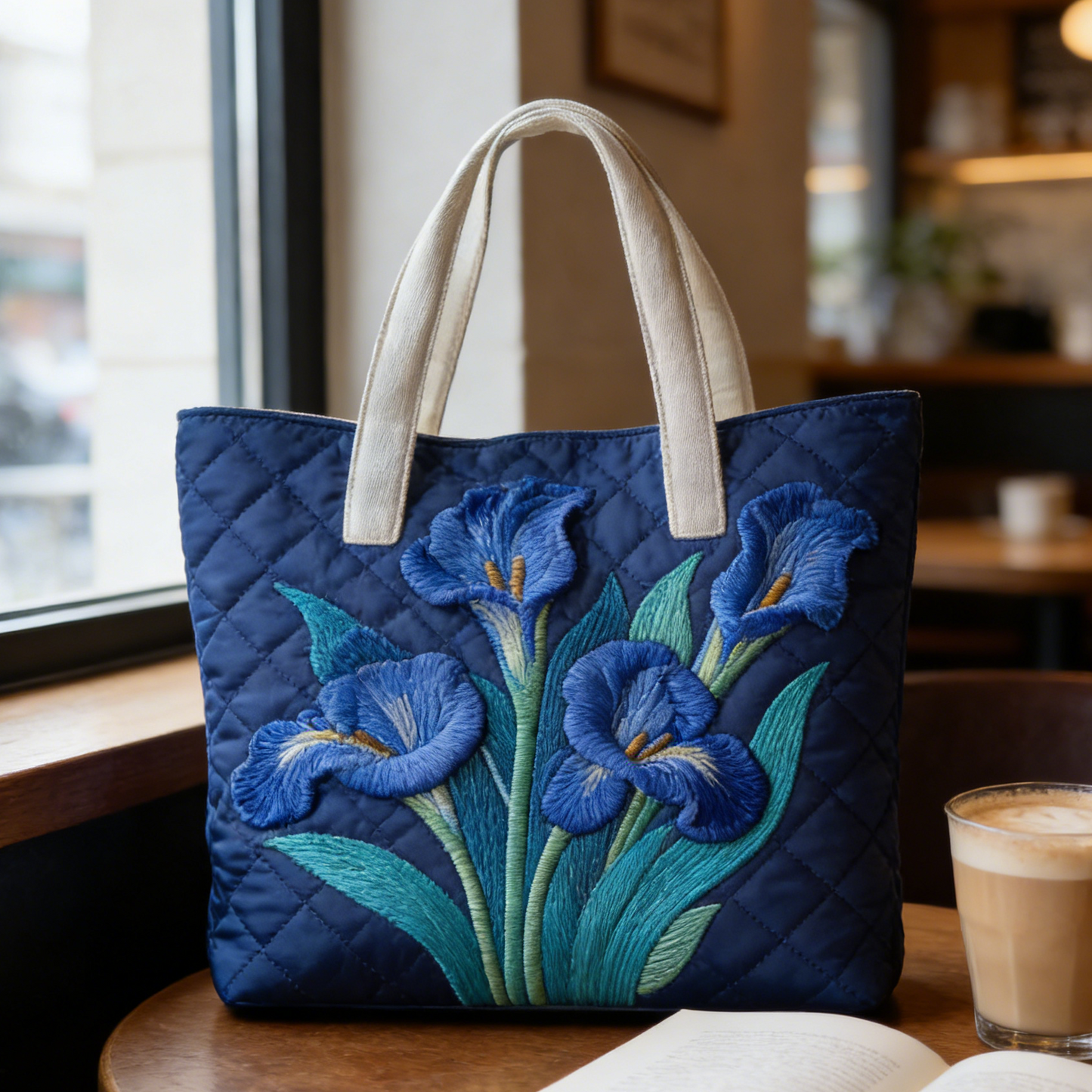 Blue Iris Quilted Tote Bag