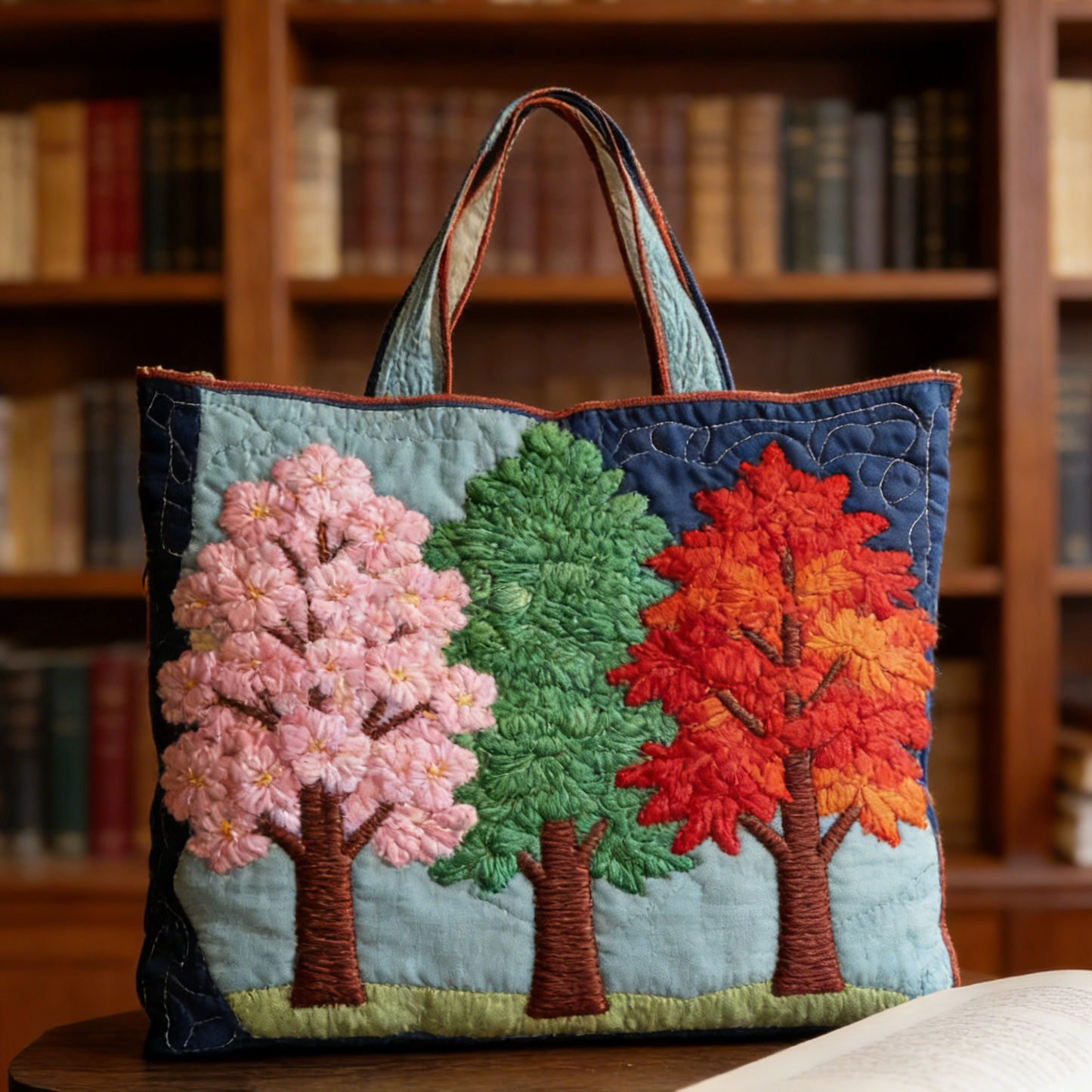 Four Season Tree Quilted Tote Bag