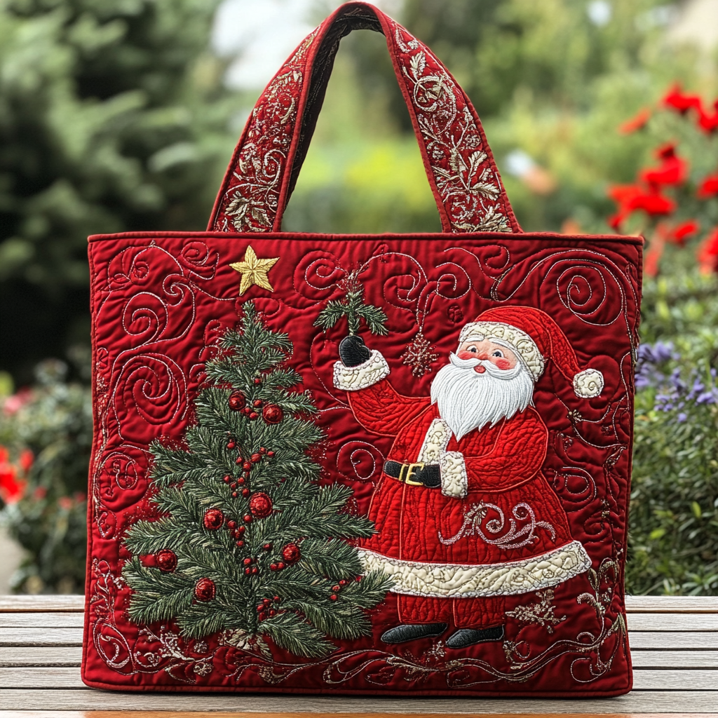 Santa Light Christmas bag Quilted Tote Bag