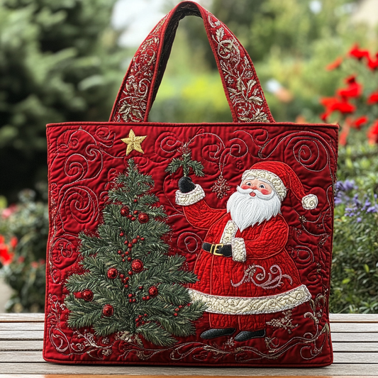 Santa Light Quilted Tote  Bag  Christmas bag