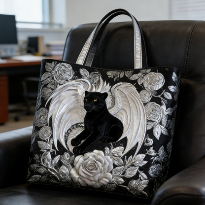 Edgy Winged Panther  Quilted Tote Bag