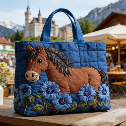 Alpine Horse Quilted Tote Bag