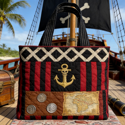 Pirate Treasure Quilted Tote Bag