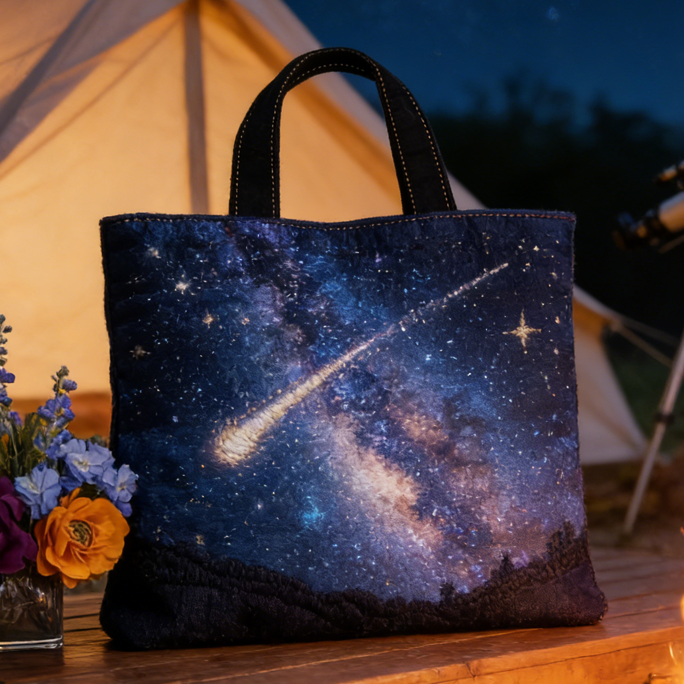 Dreamy Galaxy Meteor Quilted Tote Bag