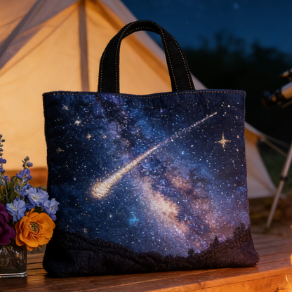 Dreamy Galaxy Meteor Quilted Tote Bag