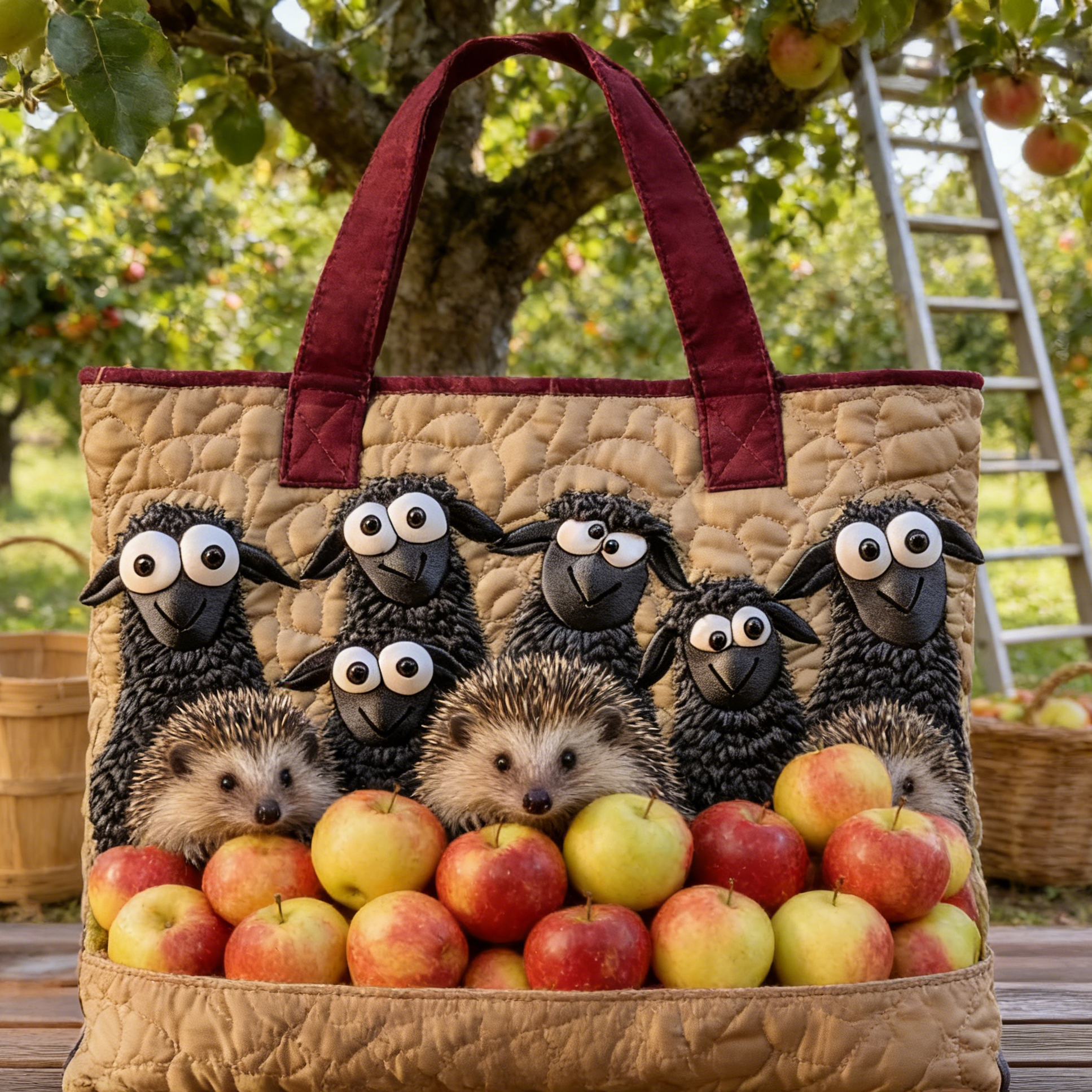 Harvest Cute Embroidery Tote Bag