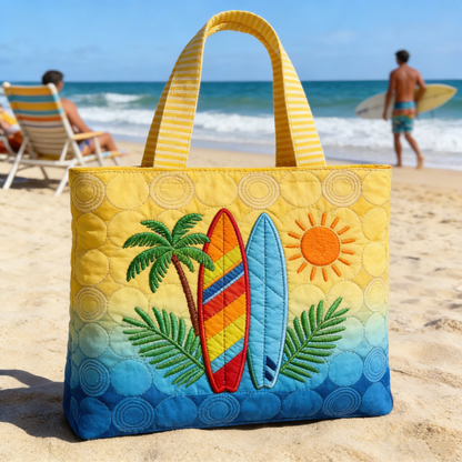 Beach Surf Quilted Tote Bag