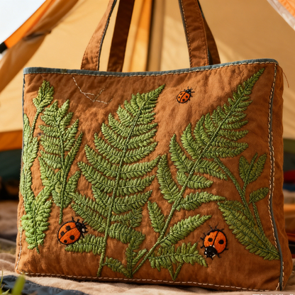 Outdoor Quilted Fern Tote Bag Quilted Tote Bag