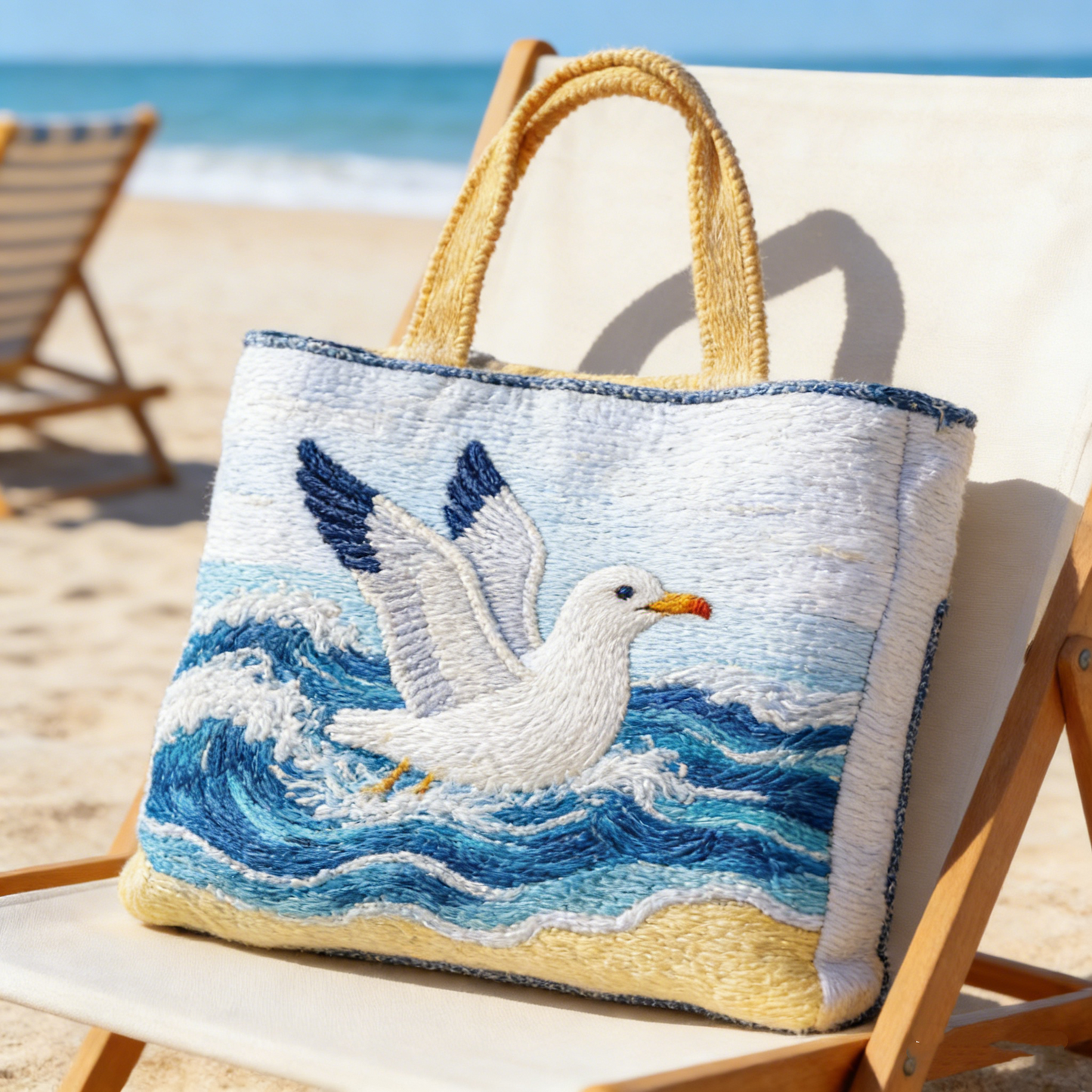 Coastal Seagull Quilted Tote Bag