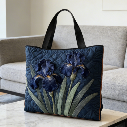 Navy Iris Quilted Tote Bag