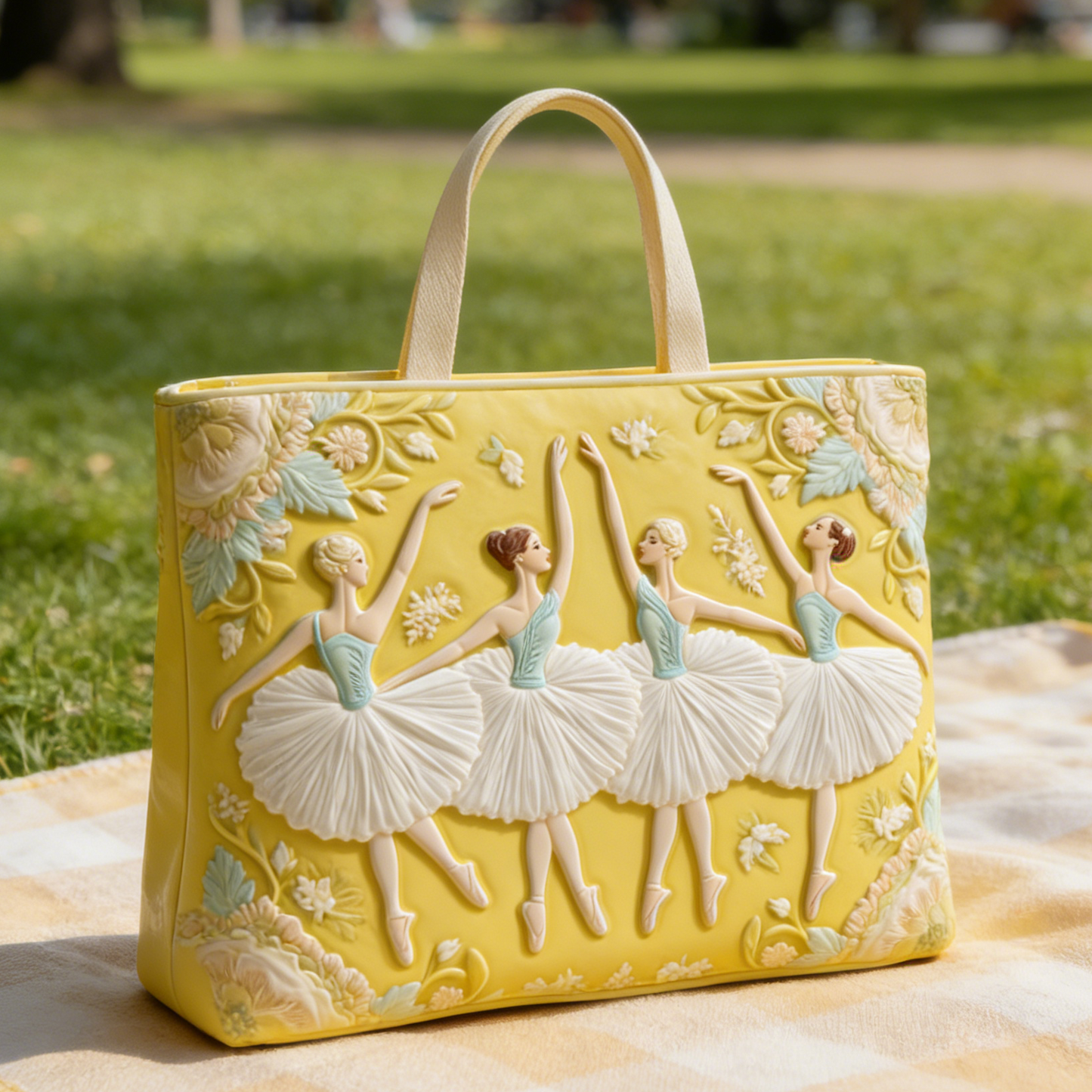 Ballet & Floral Quilted Tote Bag