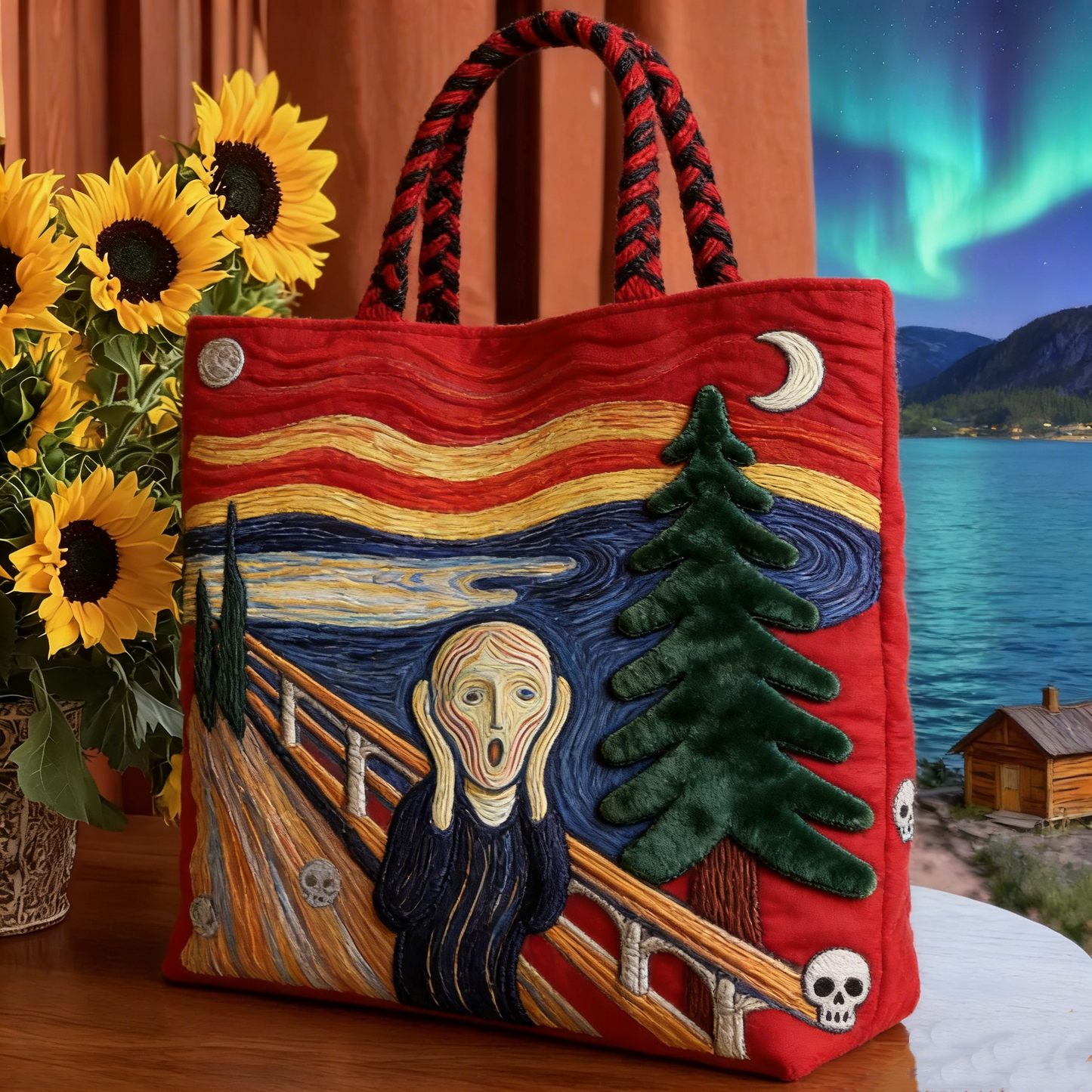 Expressionist Art Quilted Tote Bag