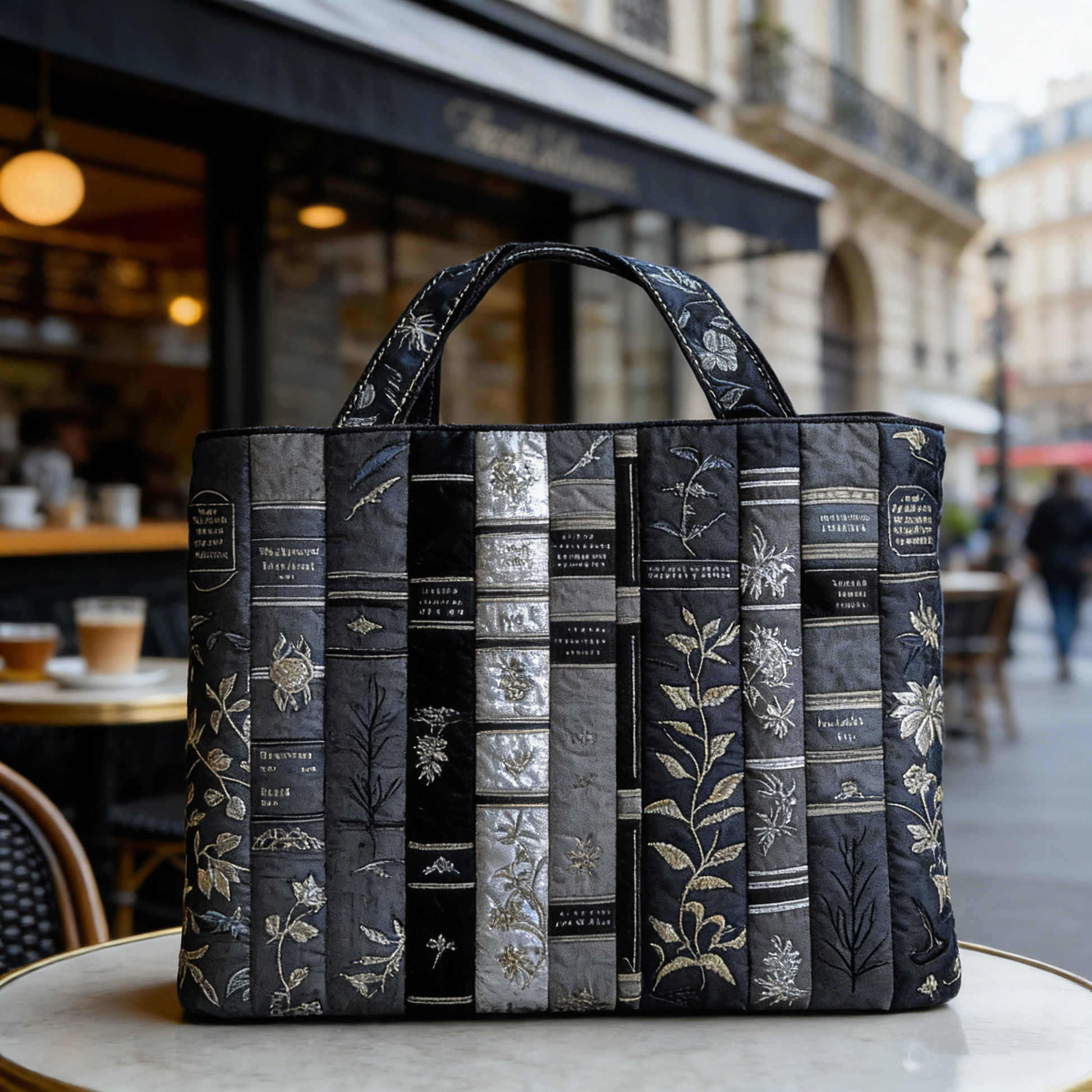 Parisian Vintage Book Quilted Tote Bag