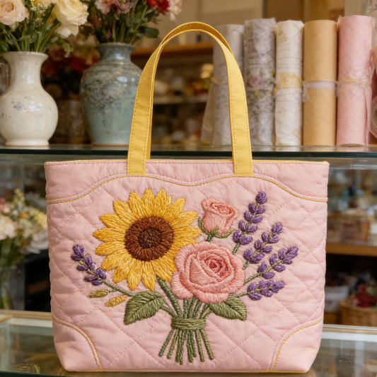 Bright Floral Embroidery Tote bag