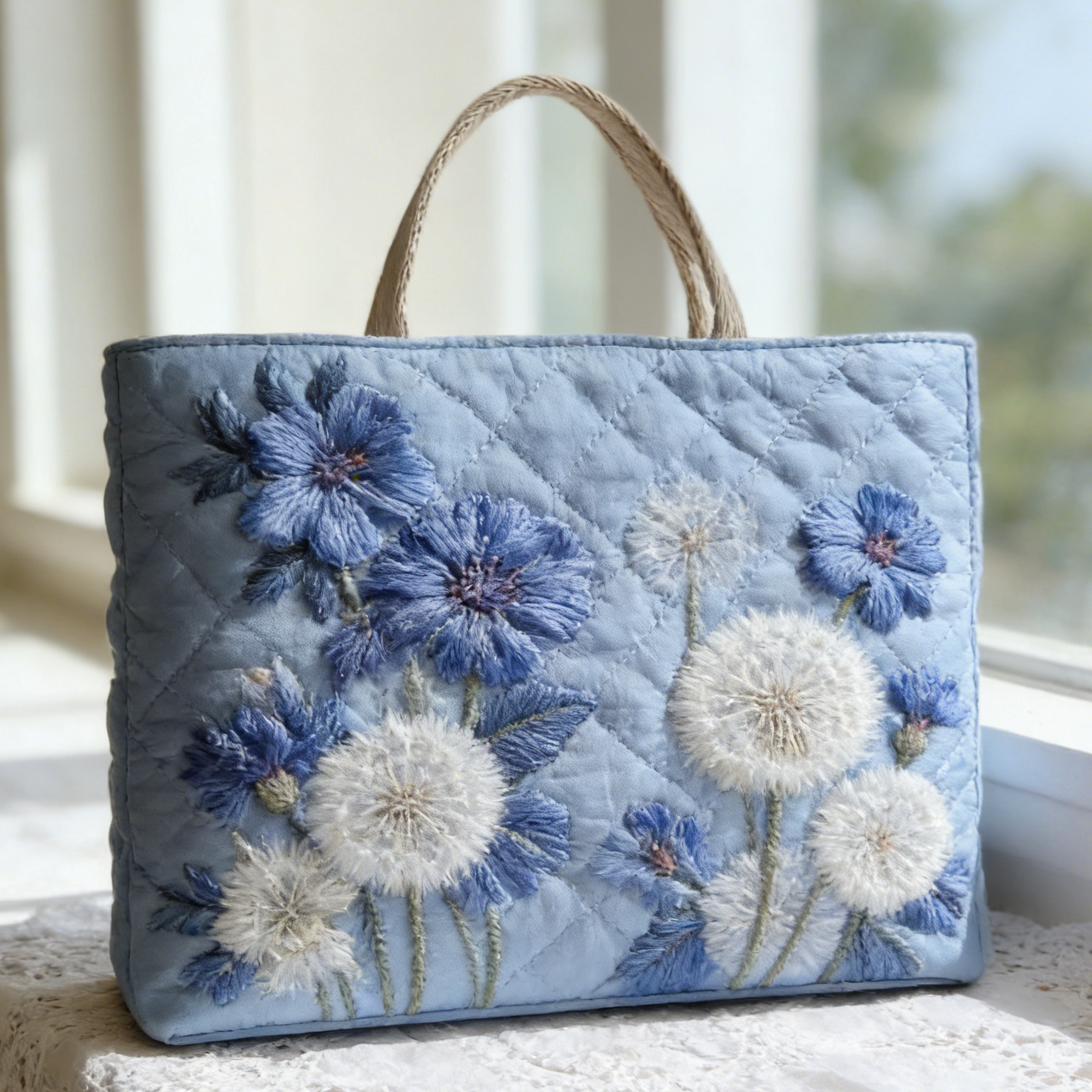 Dandelion & Cornflower Quilted Tote Bag ztkr4927
