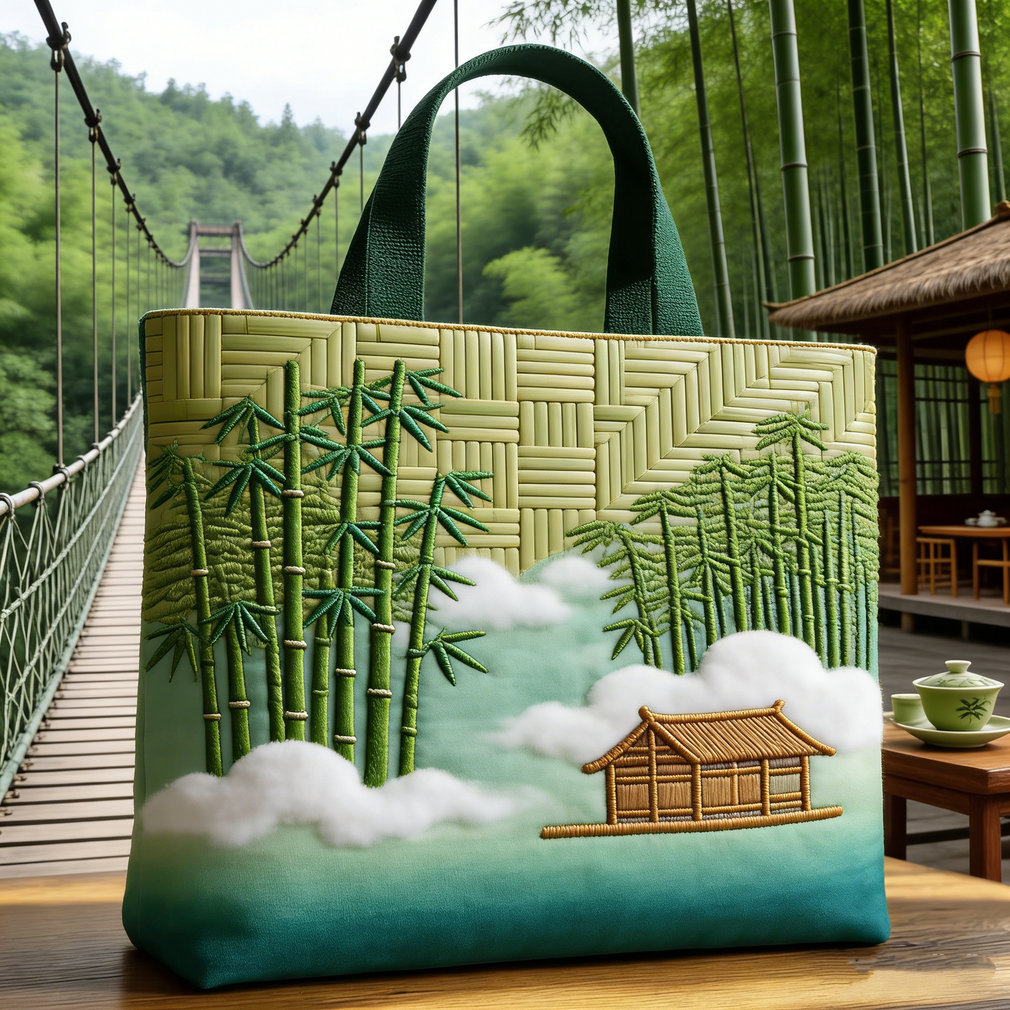 Zen Bamboo Quilted Tote Bag