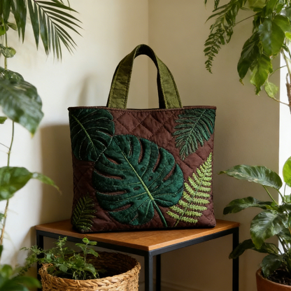 Lush Greenery Embroidery Tote bag