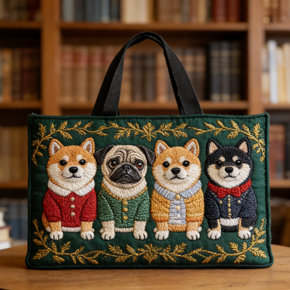 Gentleman Dog Quilted Tote Bag