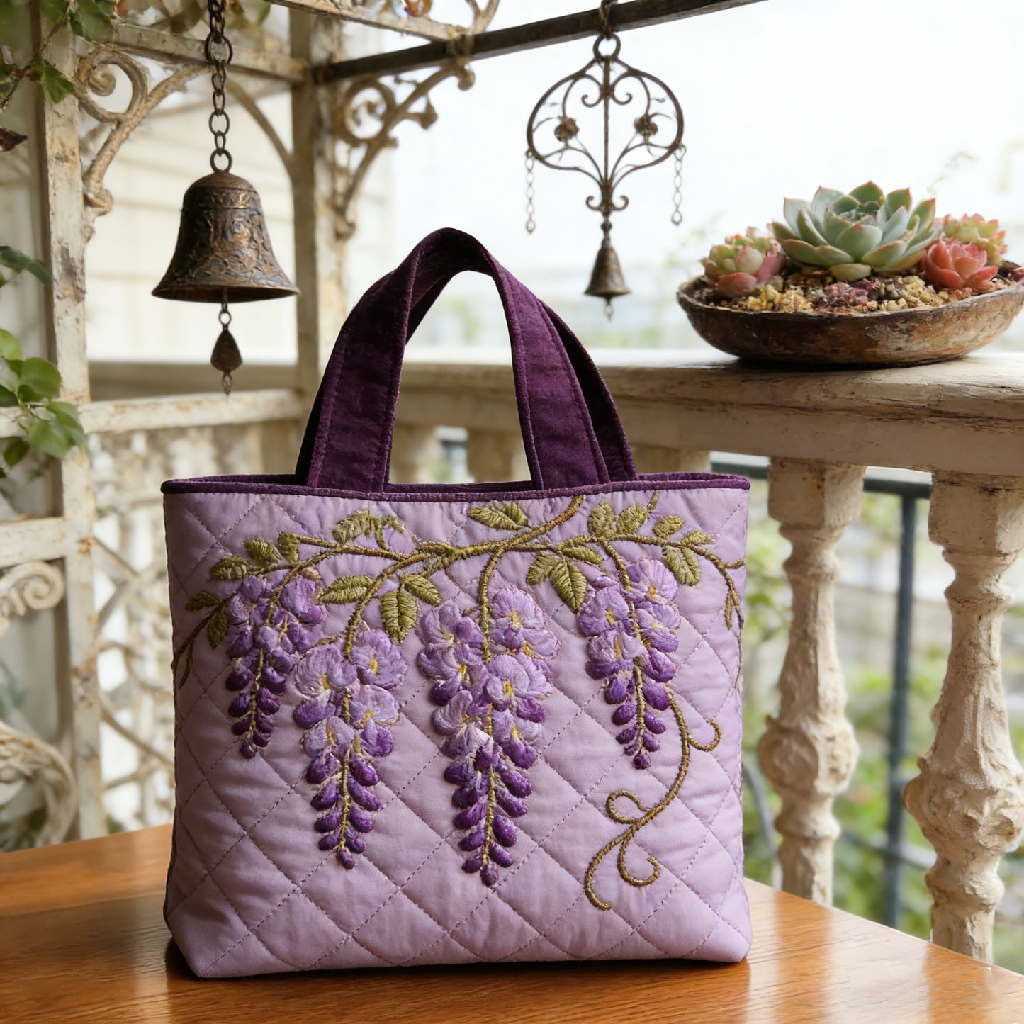 Romantic Floral Embroidery Canvas Tote Bag