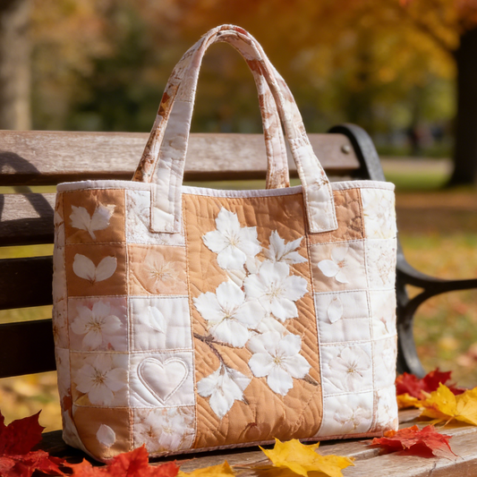 Autumn Blush Floral Quilted Tote Bag HWMO6351