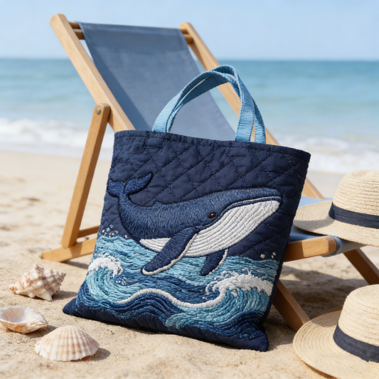 Beach Marine Embroidery Tote bag