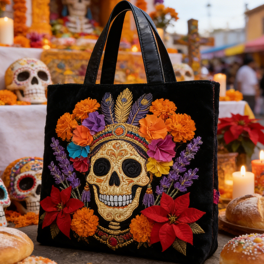 Sugar Skull Festival Quilted Tote Bag