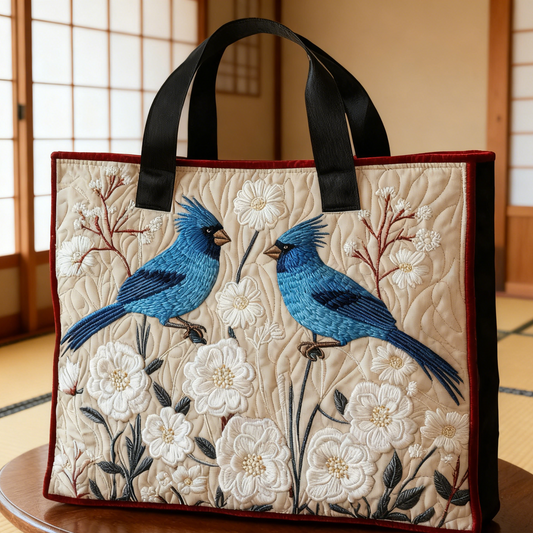 Embroidered Bird & Bloom Tote Bag