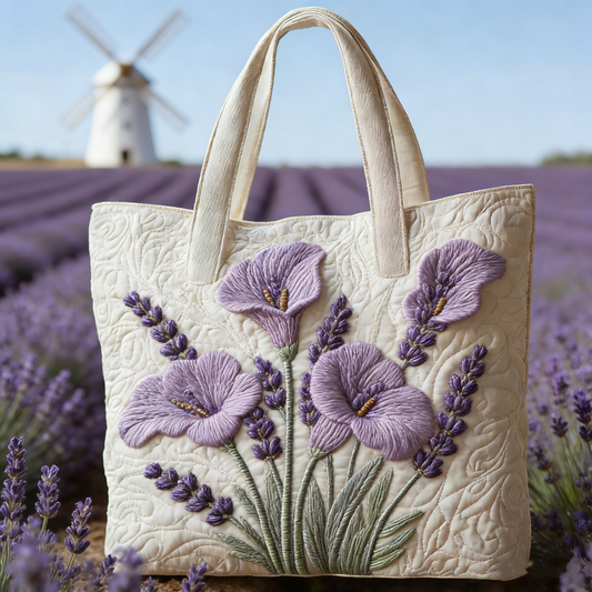 Lavender Bloom Quilted Tote Bag
