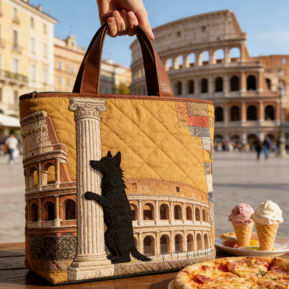 Stitched Roman Landmark Quilted Tote Bag