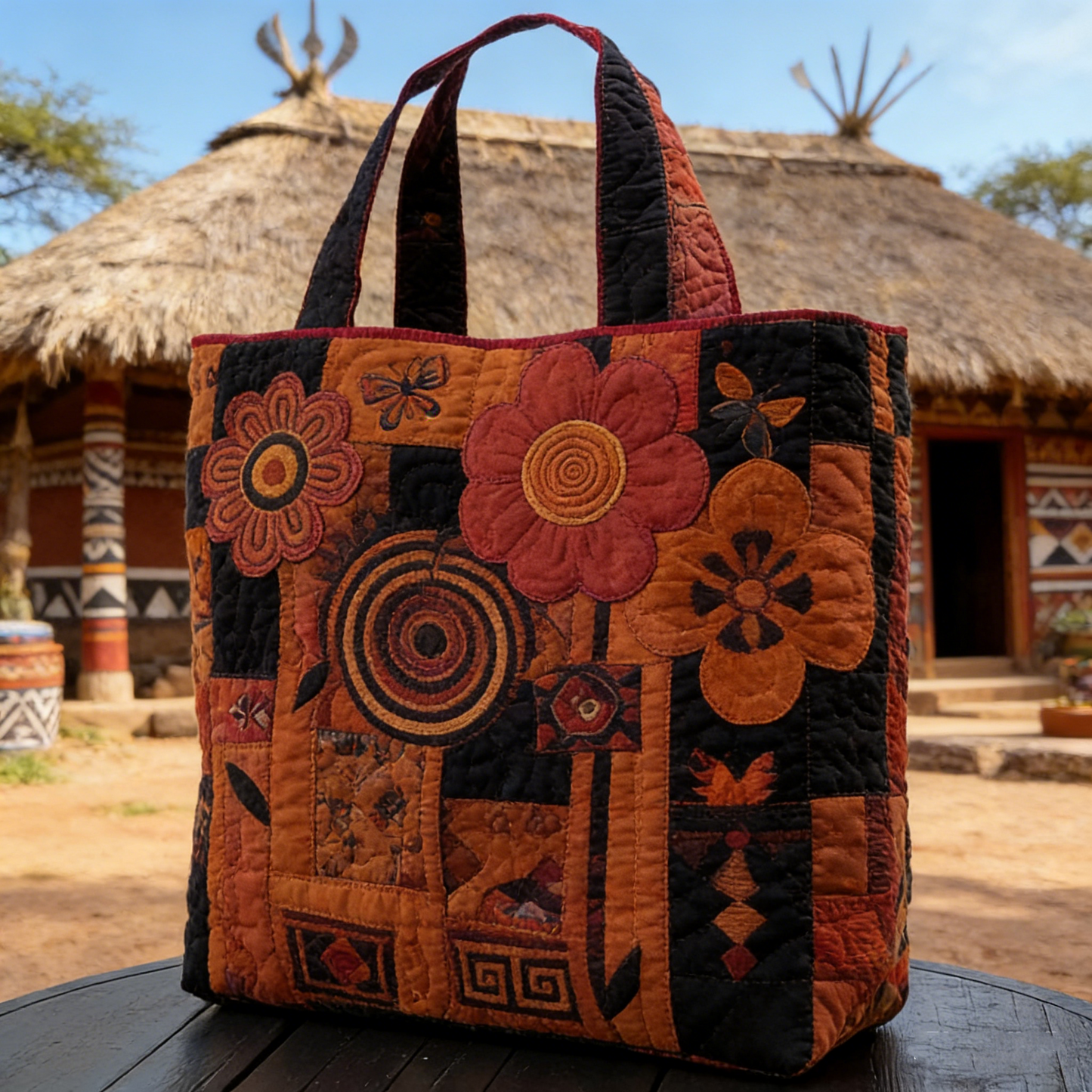 Bohemian Floral dnhv2198 Quilted Tote Bag
