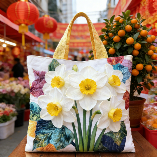 Quilted Narcissus Tote Bag
