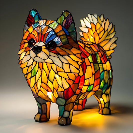 Pomeranian Resin Art Lamp