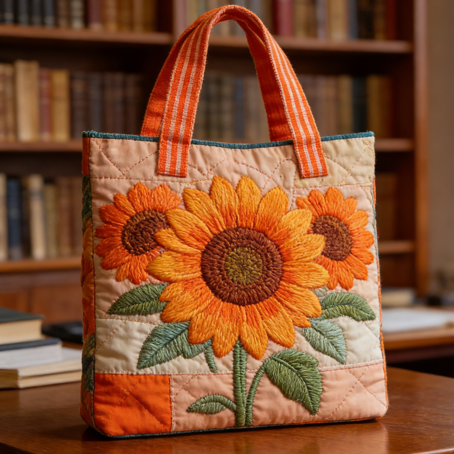 Sunflower Quilted Tote Bag
