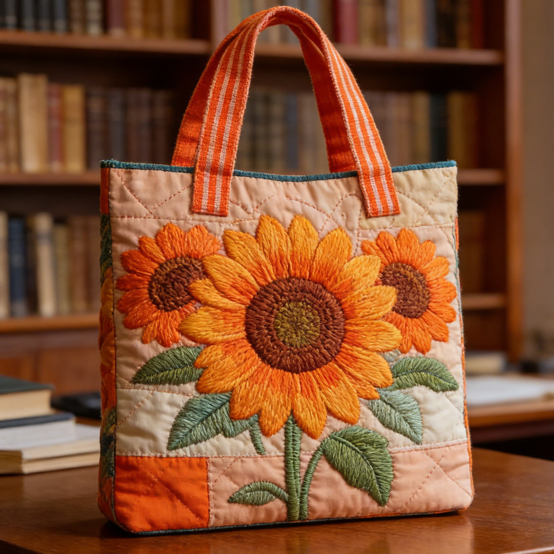 Sunflower Quilted Tote Bag