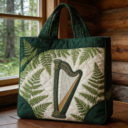 Soft Quilted Fern Harp Tote Bag Quilted Tote Bag