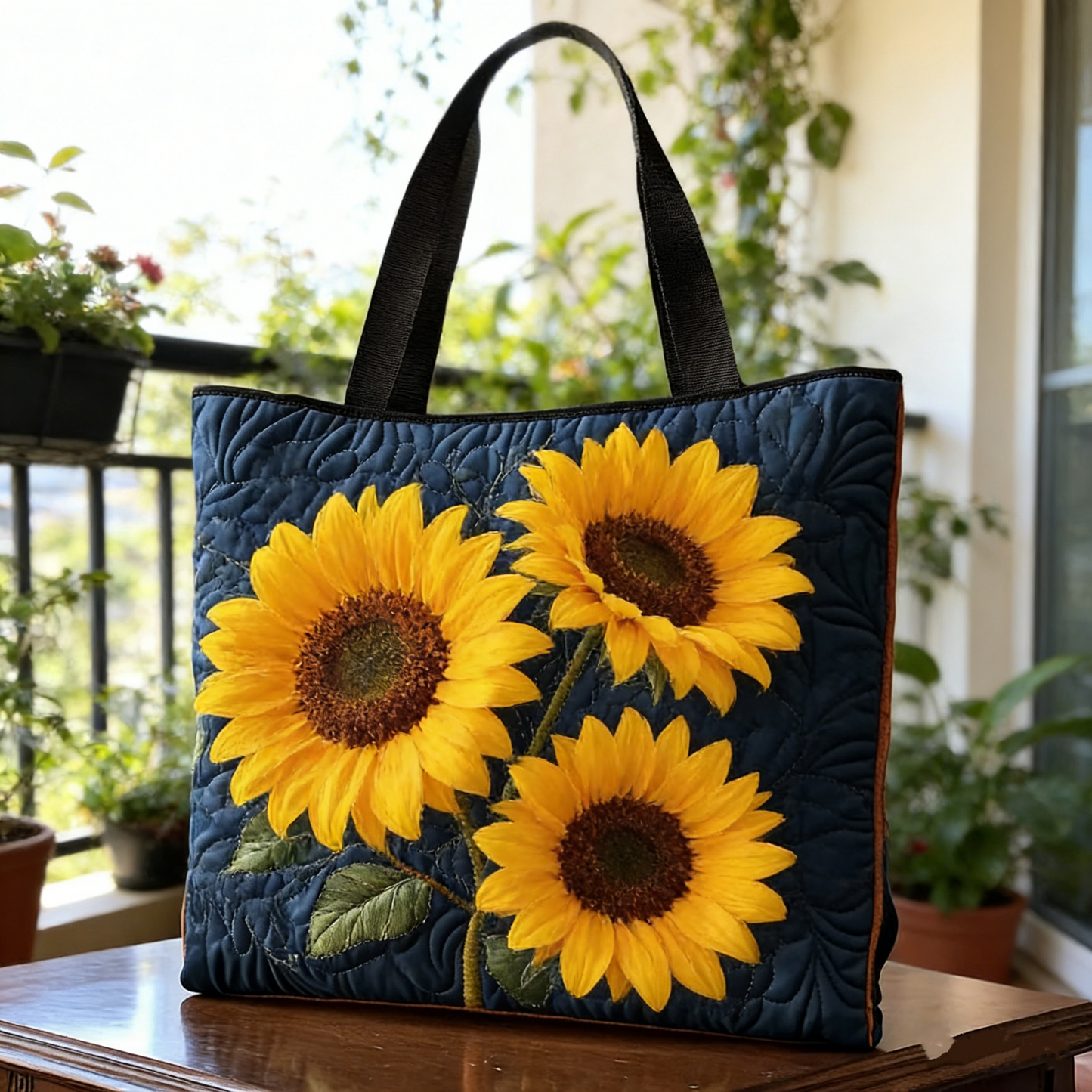 Sunflower Quilted Tote Bag