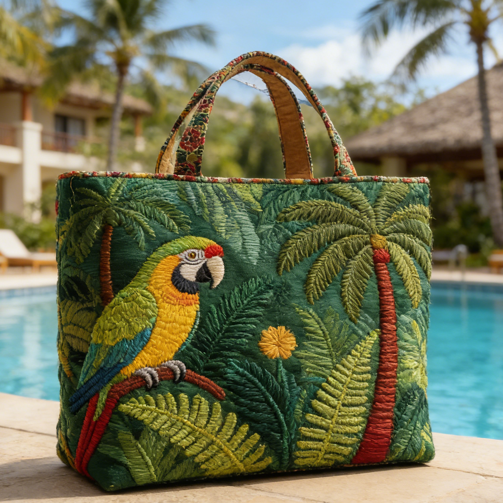 Jungle Parrot Quilted Tote Bag