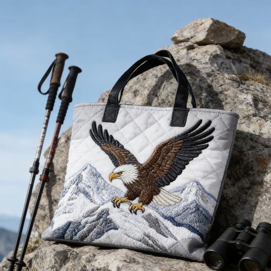 Stitched Bald Eagle Quilted Tote Bag